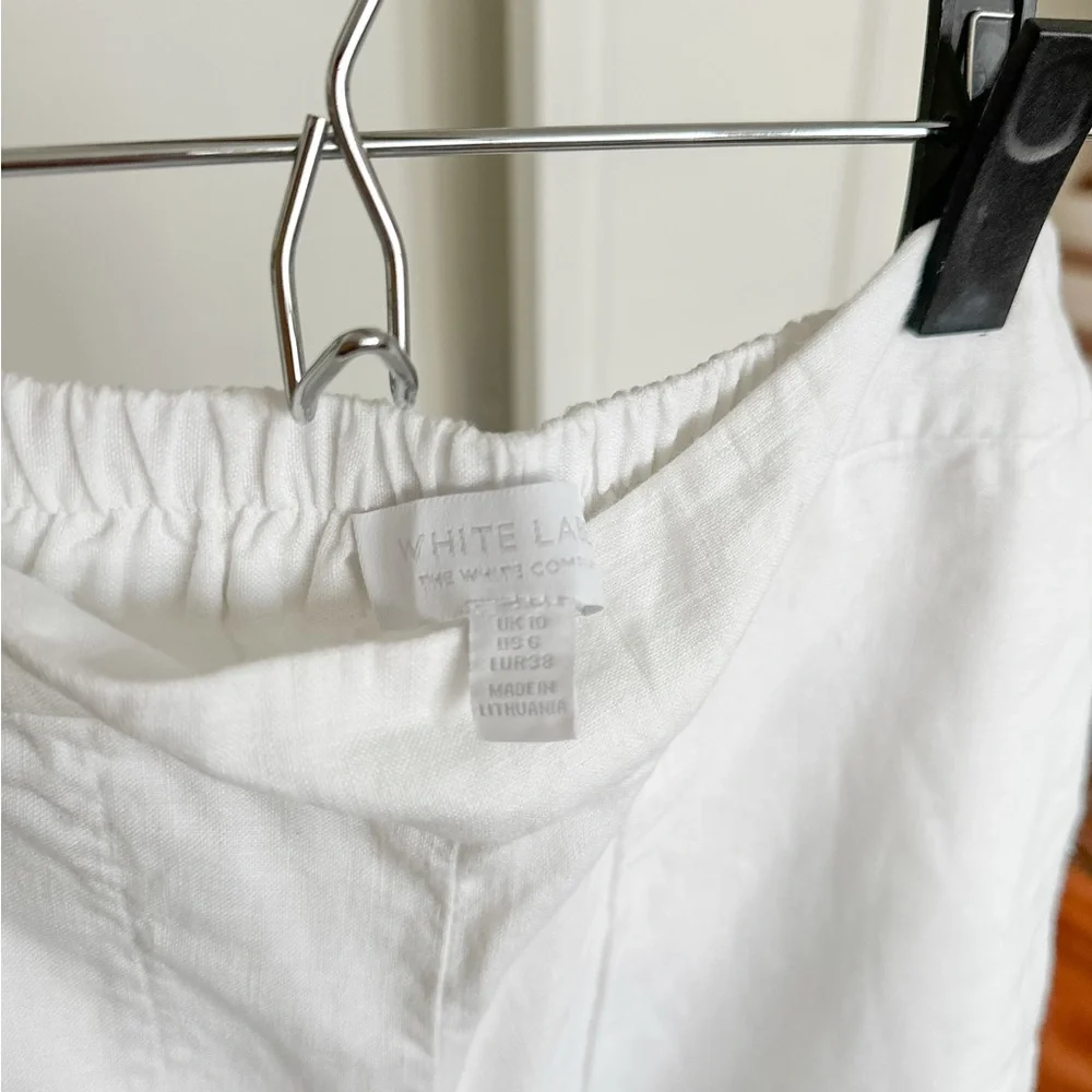 The White Company White Linen Wide Leg Crop Pants Size 6 NWOT Flat Front Pockets - Picture 3 of 7